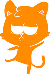 bored flat color style cartoon cat
