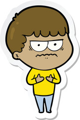 sticker of a cartoon annoyed man