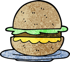grunge textured illustration cartoon burger