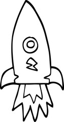 line drawing cartoon space rocket