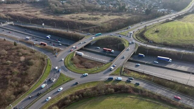 M25 Motorway Junction 21a Rush Hour Aerial View