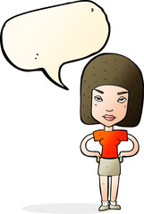 cartoon annoyed woman with speech bubble