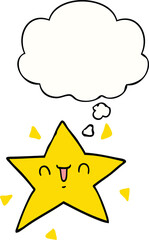 cartoon happy star and thought bubble