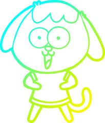 cold gradient line drawing cute cartoon dog