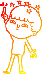 warm gradient line drawing cartoon amazed boy