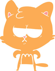 bored flat color style cartoon cat