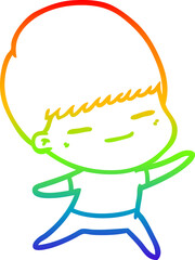 rainbow gradient line drawing cartoon smug boy