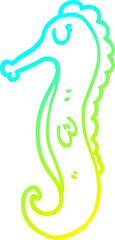 cold gradient line drawing cartoon sea horse