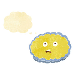 shocked cartoon cloud face with thought bubble