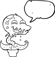 speech bubble cartoon monster plant
