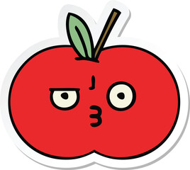 sticker of a cute cartoon red apple