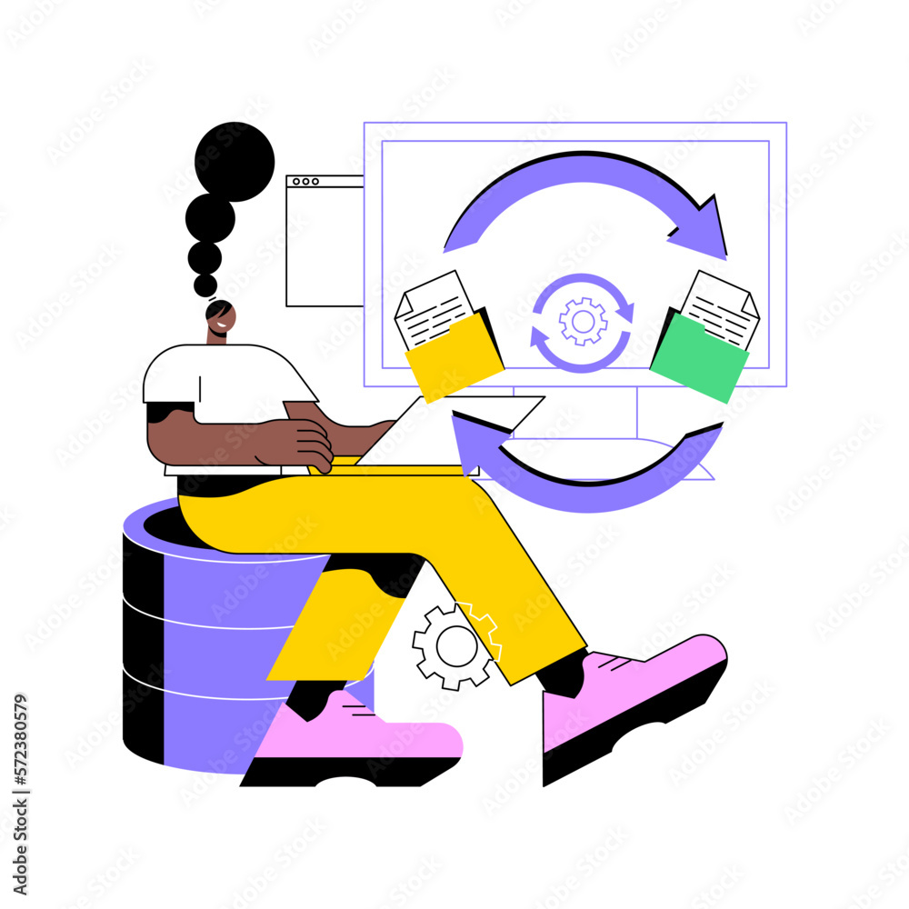 Poster data migration isolated cartoon vector illustrations. software to automate business processes, forms