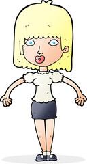 cartoon woman shrugging shoulders