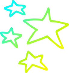 cold gradient line drawing cartoon stars