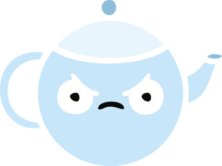 flat color retro cartoon angry tea pot