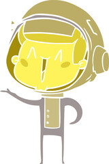 happy flat color style cartoon astronaut