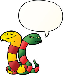 cartoon snakes and speech bubble in smooth gradient style