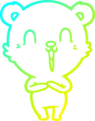 cold gradient line drawing happy cartoon polar bear