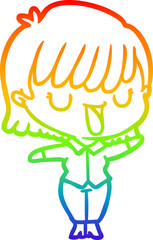rainbow gradient line drawing cartoon woman