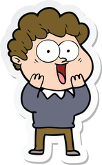 sticker of a cartoon happy man