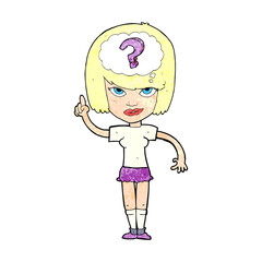 cartoon woman thinking