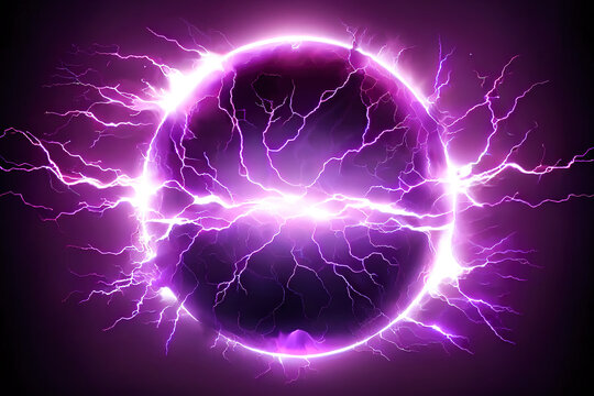 electric purple ball. ball lightning. Generative AI
