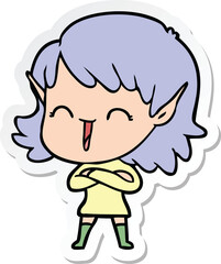 Obraz premium sticker of a cartoon elf girl
