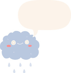 cute cartoon cloud and speech bubble in retro style