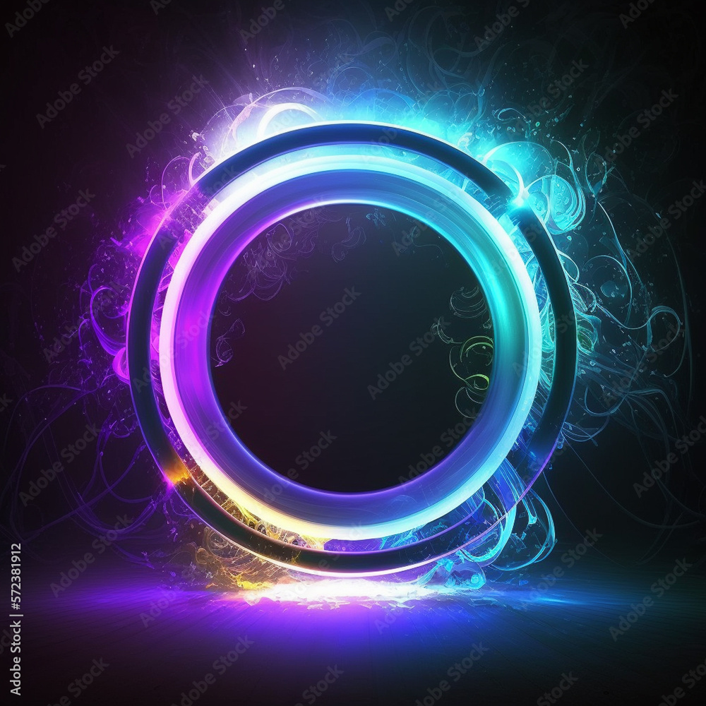 Canvas Prints letter o neon illumination abstract background with circles