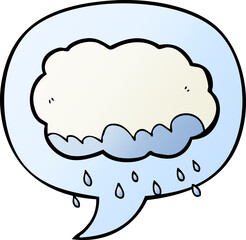 cartoon rain cloud and speech bubble in smooth gradient style