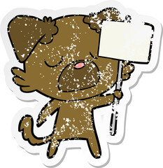 distressed sticker of a cartoon dog