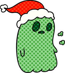 christmas cartoon of kawaii ghost
