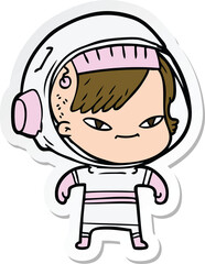 sticker of a cartoon astronaut woman