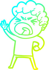 cold gradient line drawing cartoon furious man