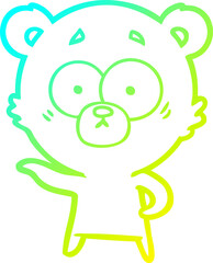 cold gradient line drawing anxious bear cartoon