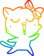 rainbow gradient line drawing cartoon cat