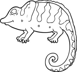 black and white cartoon chameleon