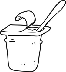 black and white cartoon yogurt
