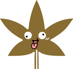 flat color retro cartoon autumnal leaf