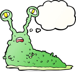 cartoon gross slug with thought bubble