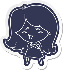 cartoon sticker of a cute kawaii girl