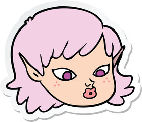 sticker of a cartoon elf girl