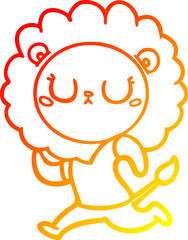 warm gradient line drawing cartoon running lion