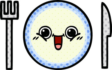 comic book style cartoon dinner plate