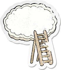 retro distressed sticker of a cartoon ladder to heaven
