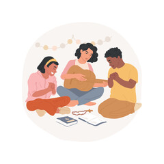 Singing Christian songs isolated cartoon vector illustration. Group of teenagers singing Christian songs with guitar together, everyday religious rituals, belief tradition vector cartoon.