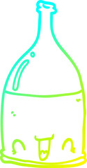 cold gradient line drawing cartoon wine bottle