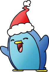 christmas gradient cartoon of kawaii penguin