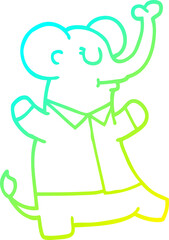 cold gradient line drawing cartoon elephant wearing shirt