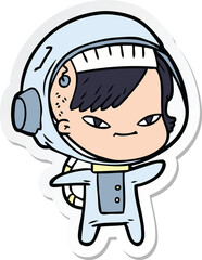 sticker of a cartoon astronaut woman